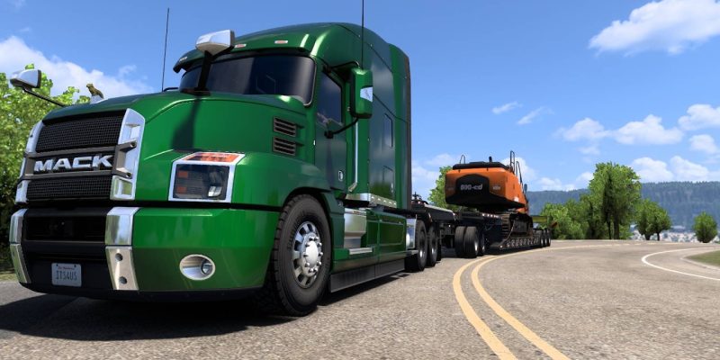 Transporting Hitachi Excavator with Mack Truck | American Truck Simulator