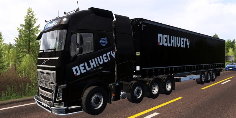 Volvo Black Delhivery Skin in ETS2 | Journey to Muonio, Finland